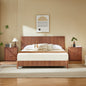 King Size Wooden corrugated curved lines,No Box Spring Needed, Walnut.