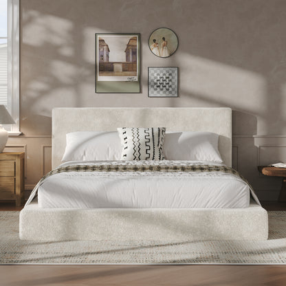 Queen Sherpa Cloud Bed Surround - Soft Upholstered Frame for Bedroom