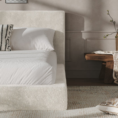 Queen Sherpa Cloud Bed Surround - Soft Upholstered Frame for Bedroom