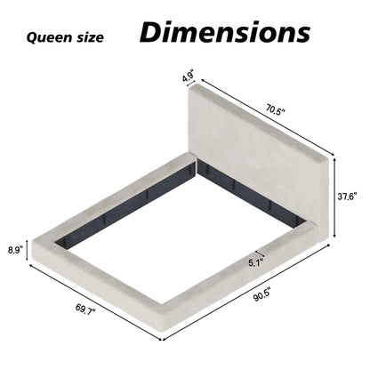 Queen Sherpa Cloud Bed Surround - Soft Upholstered Frame for Bedroom