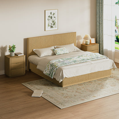 King Size Oak Bed Frame with Smart LED Lighting