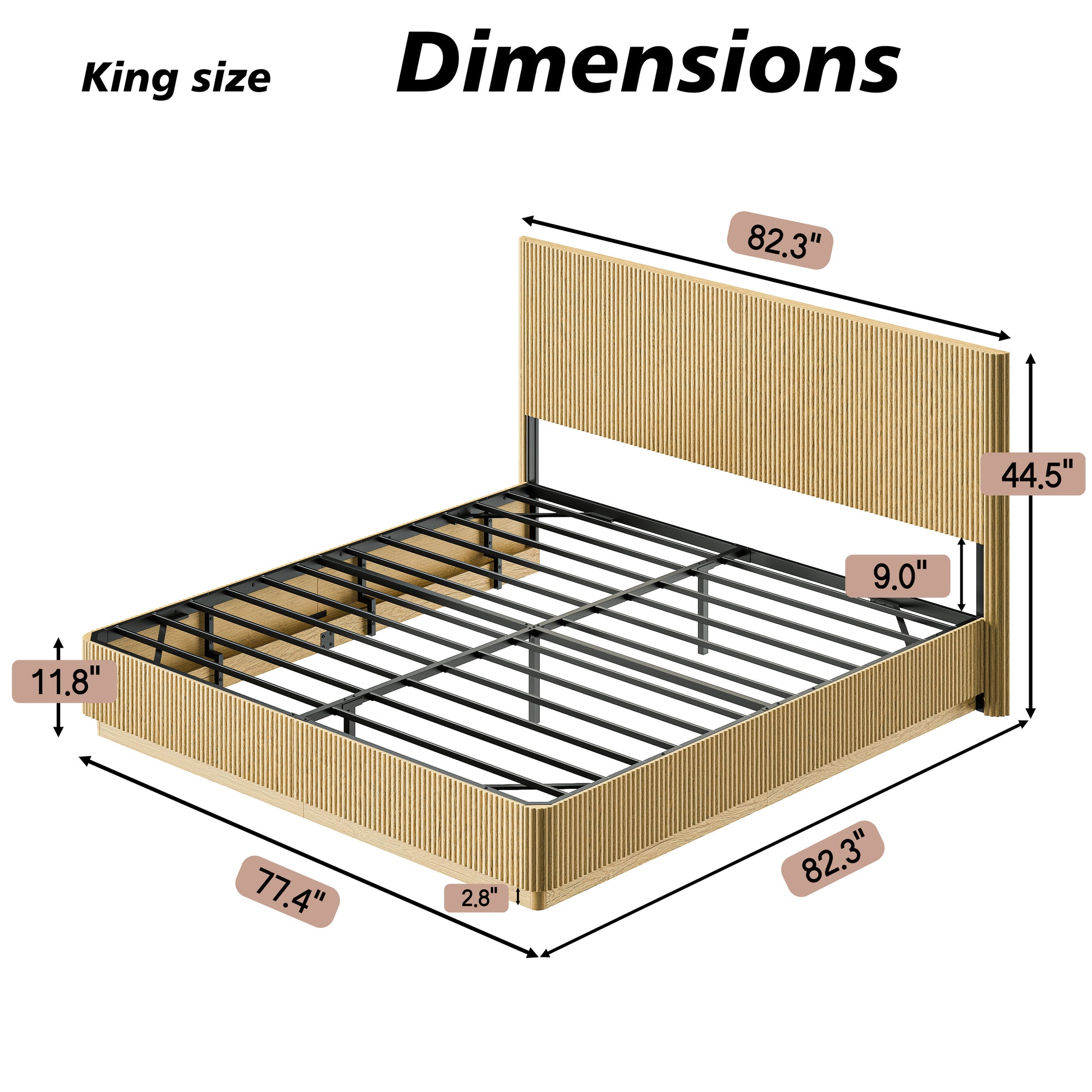 King Size Oak Bed Frame with Smart LED Lighting