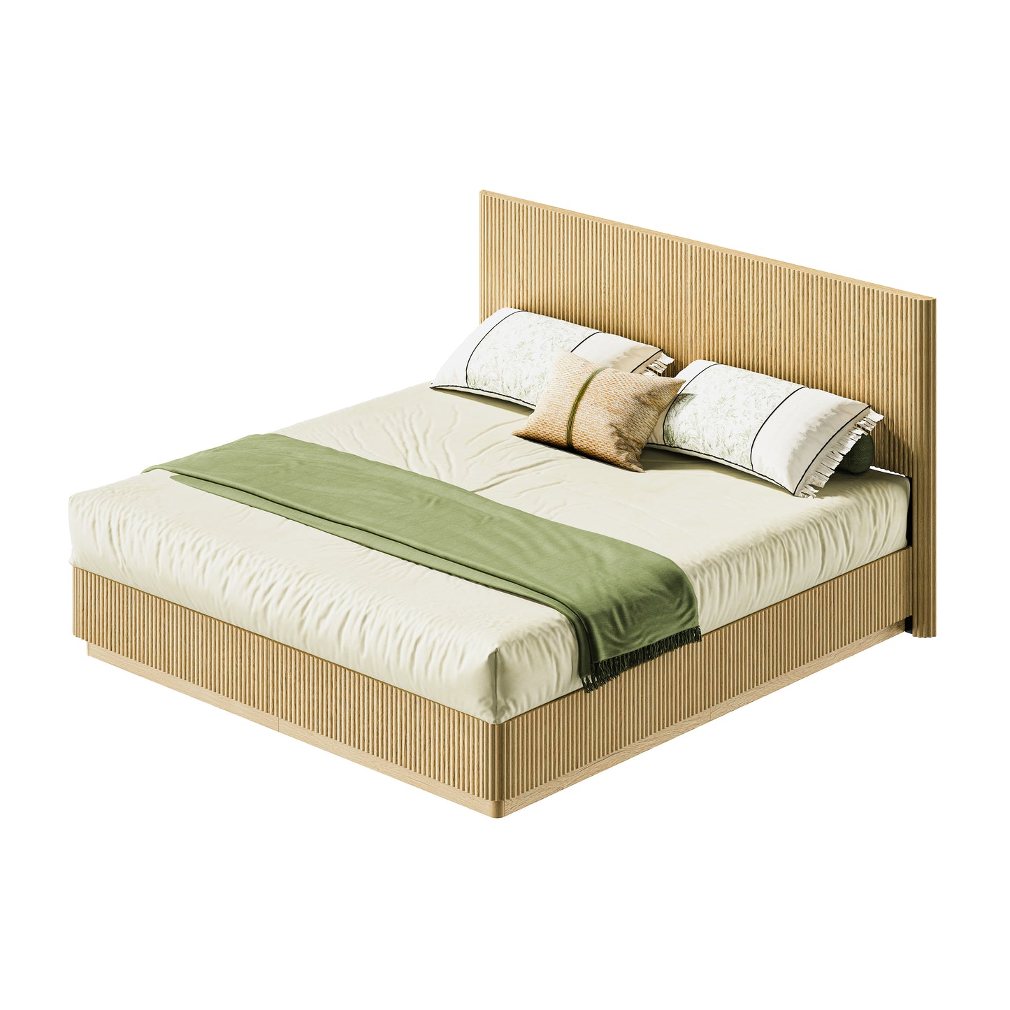 King Size Oak Bed Frame with Smart LED Lighting