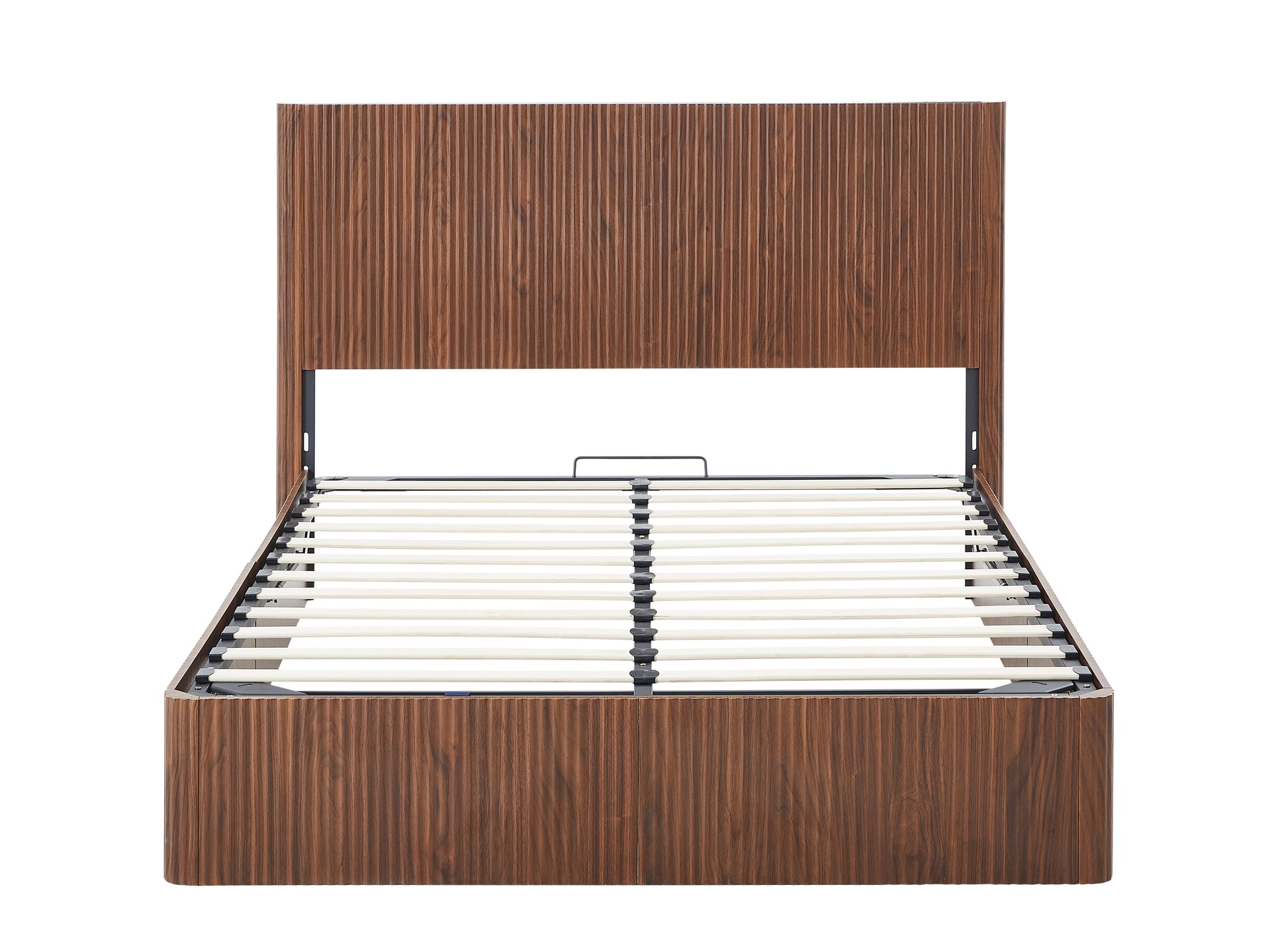 Queen Size Walnut Lift Up Bed Frame with Storage