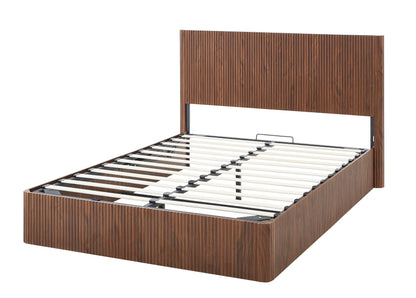 Queen Size Walnut Lift Up Bed Frame with Storage