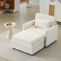 54" Plush Cloud Sofa: Modular Single + Ottoman Sofa with 22" Beige Chenille Cushions + 1 Throw Pillows - Compact Size for Apartment, Living Room, Bedroom (Beige)