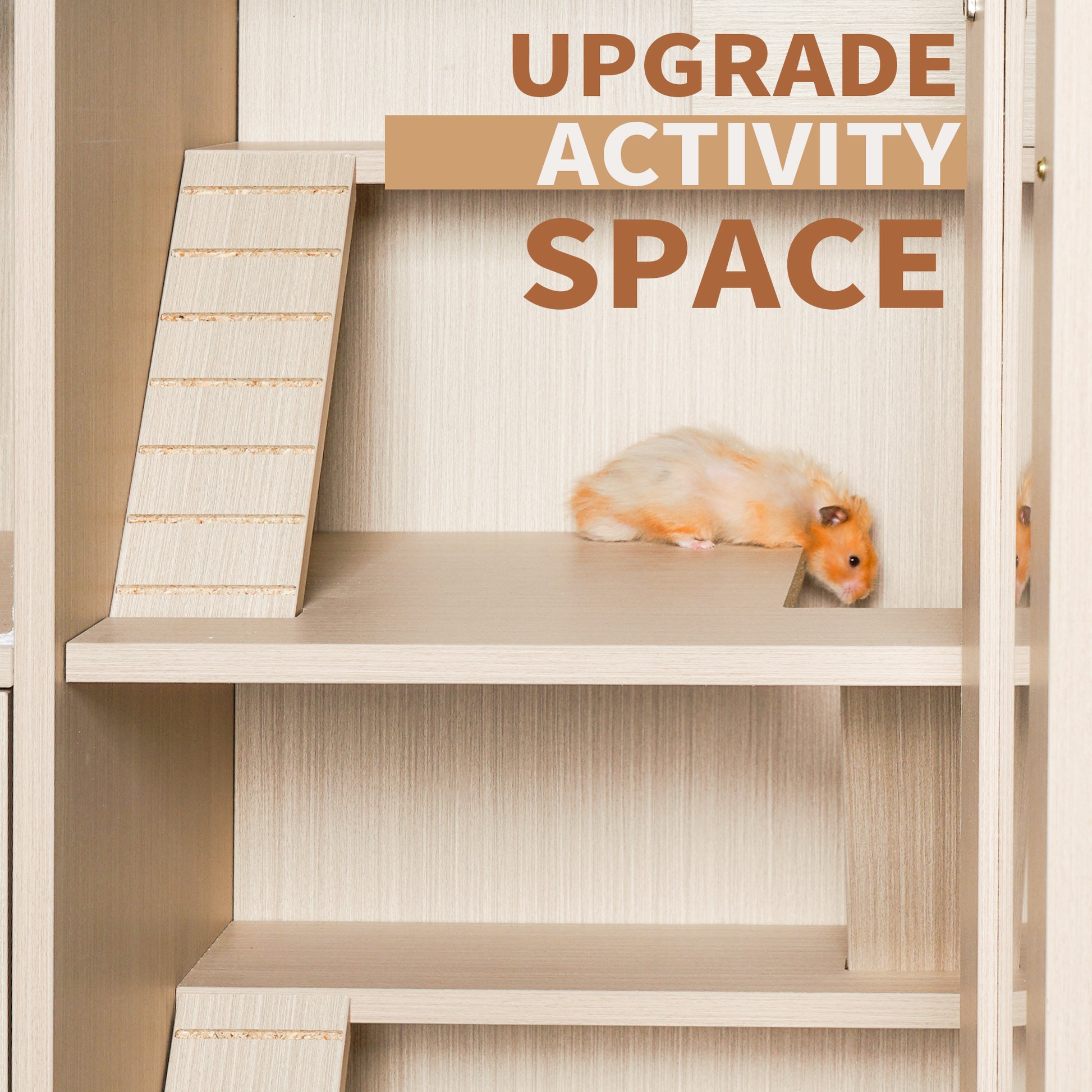 4-Tier Hamster Cage with Storage - Wood & Acrylic Windows