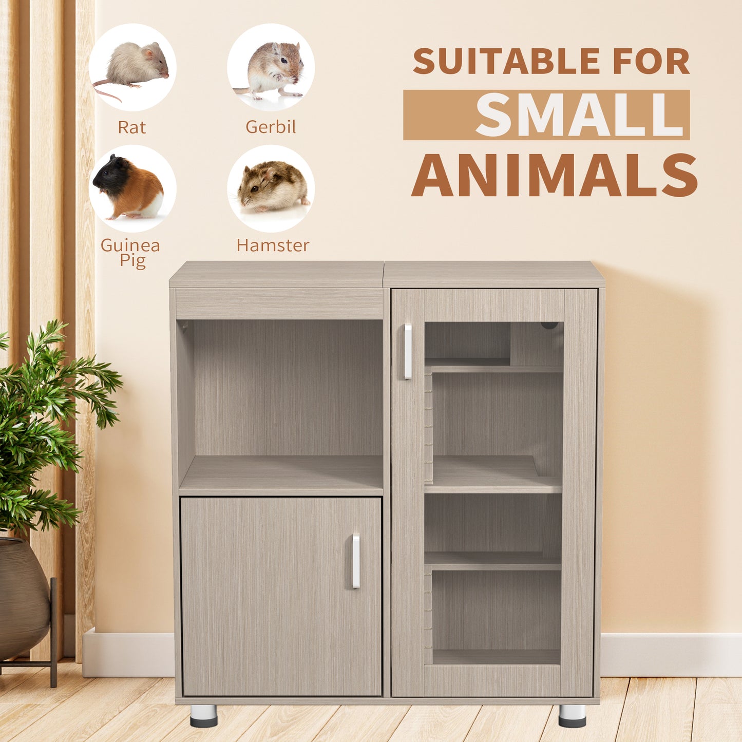 4-Tier Hamster Cage with Storage - Wood & Acrylic Windows