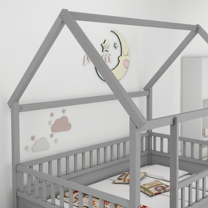 Full Size Grey Wooden Bed Frame - House Design