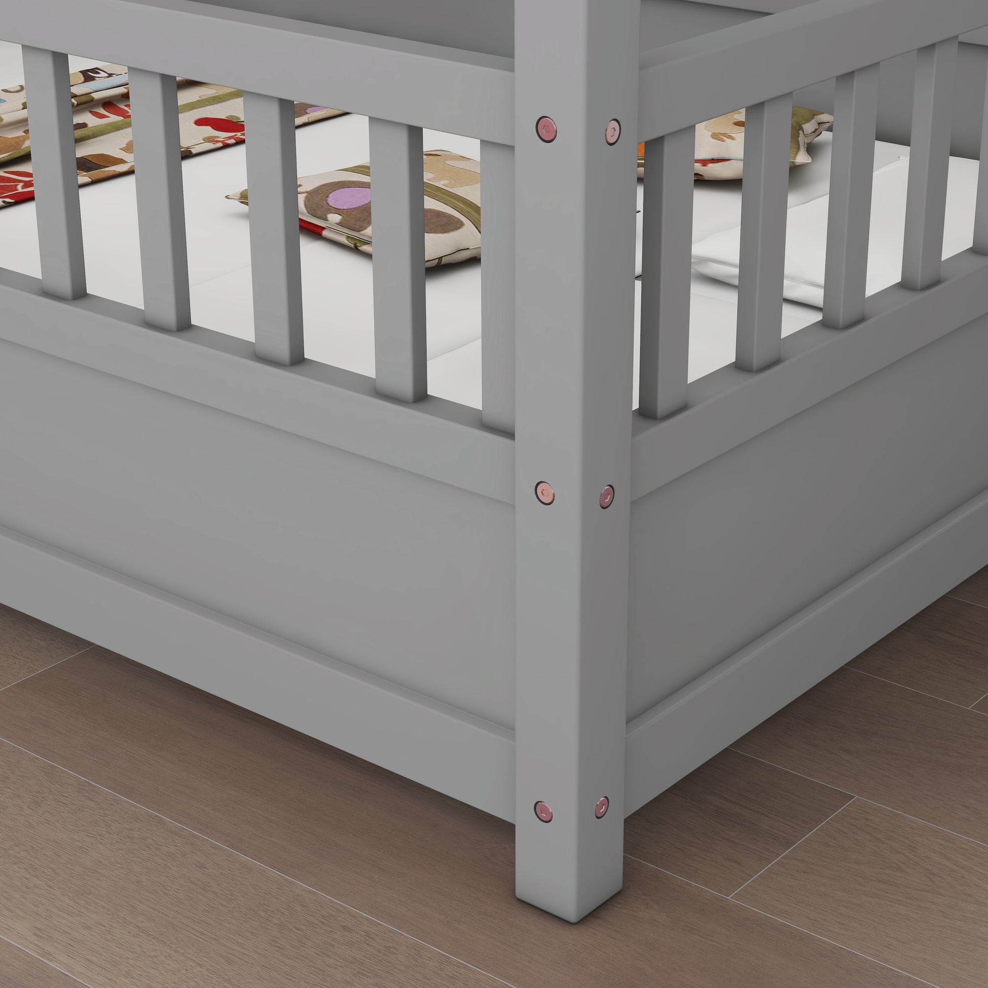 Full Size Grey Wooden Bed Frame - House Design