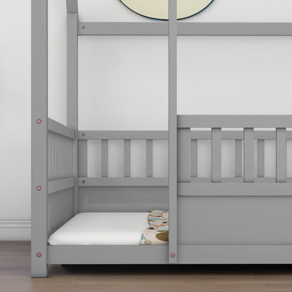Full Size Grey Wooden Bed Frame - House Design