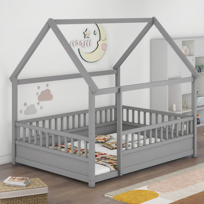 Full Size Grey Wooden Bed Frame - House Design