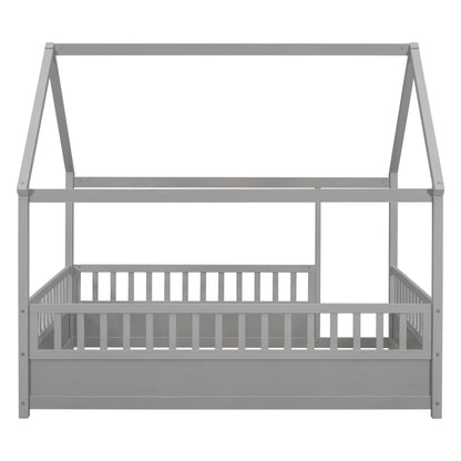 Full Size Grey Wooden Bed Frame - House Design
