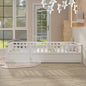Twin Size Floor bed, integral construction with super high security barrier, door, children's floor bed frame, Montessori wooden children's floor bed, Support slat white(Patented model)