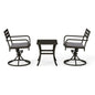 Outdoor Metal Swivel Patio Set - 2 Armchairs & Table