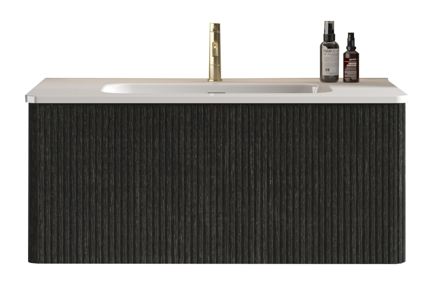 36" Black Melamine Bathroom Vanity with White Sink