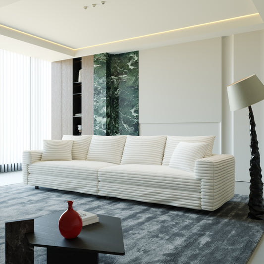 102.4 " Plush Corduroy 4-Seat Sofa,Modern Comfy Upholstered Sofa Cloud Couch,Deep Seat Couches with Soft Pillows,Convertible Deep Seat Sofa Lounge Chair for Living Room Bedroom(new sku: W1885P234643