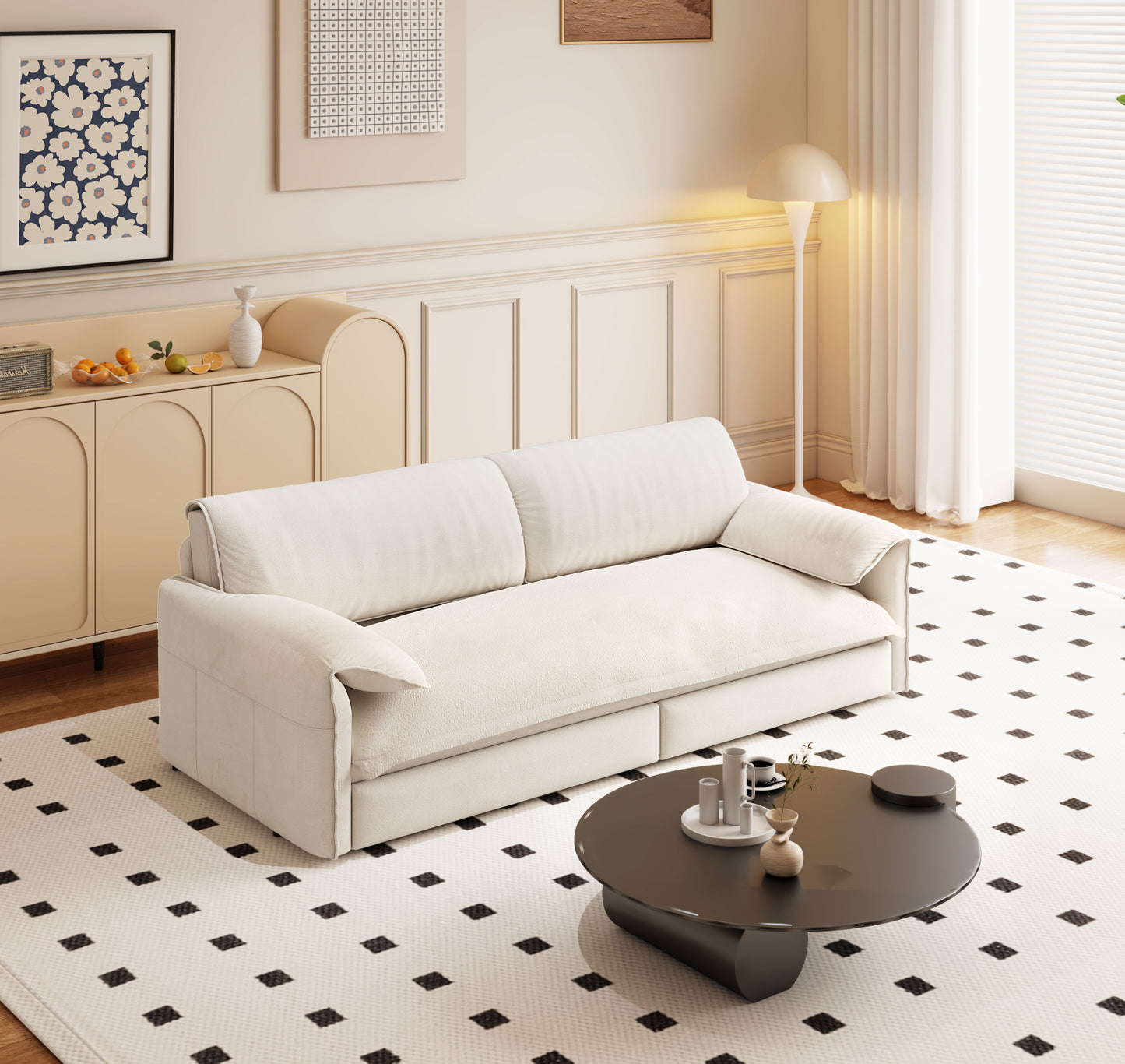 66" Queen Sleeper Sofa Bed - Convertible Sofa with Storage for Living Room