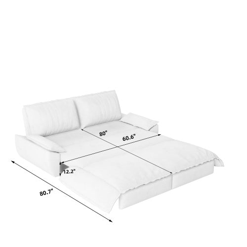 3 Seat Blue Velvet Sofa Bed - Queen Size Sleeper for Living Room