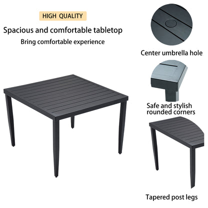 5-Piece Ember Black Patio Dining Set - Swivel Rockers & Square Table