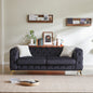 FX 82.5-inch Deluxe Velvet Sofa with Chesterfield Tufted Buttons with 2 Pillows and Metal Feet