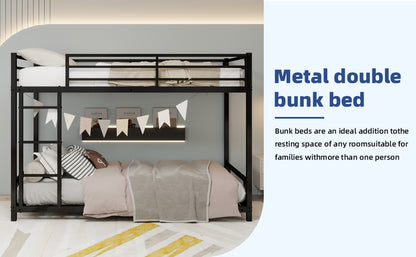 Twin Over Twin Metal Bunk Bed - Black Frame for Bedroom