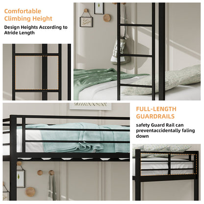 Full Size Iron Bunk Bed with Trundle - Black