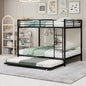 Durable Square Tube Iron Bunk Bed Featuring Safety Rails, Modern Minimalist Look, Ideal for Kids Room, Guest Room or Shared Space, Easy Assembly & Long - Lasting Performance,Full size: 137cm × 190cm