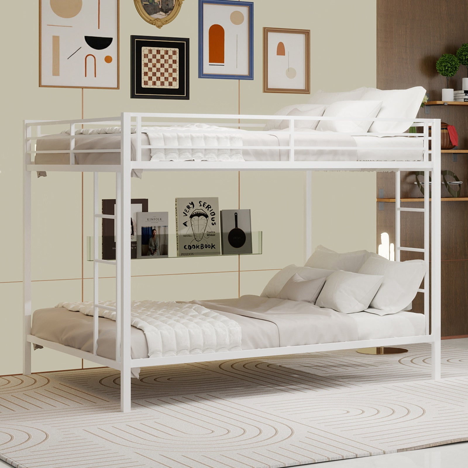 Queen Size Iron Bunk Bed - Space Saving Design for Bedroom