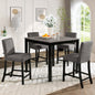 5-Piece Counter Height Table Set with 4 Chairs, Counter Height Table Set for 4 with Chairs, Wooden Counter Height  Table Set for Kitchen, Dining Room, Light Grey & Black Two Tone