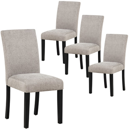 Black Grey Dining Chairs Set of 4 - Fabric Rubber Wood