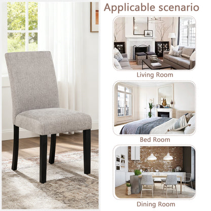 Black Grey Dining Chairs Set of 4 - Fabric Rubber Wood