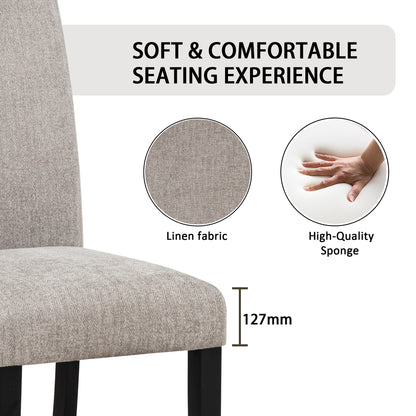 Black Grey Dining Chairs Set of 4 - Fabric Rubber Wood