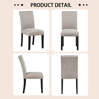 Black Grey Dining Chairs Set of 4 - Fabric Rubber Wood
