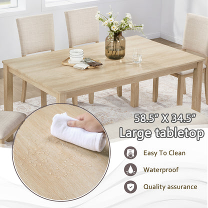 Light Oak Dining Table Set with Bench and 4 Chairs for Kitchen