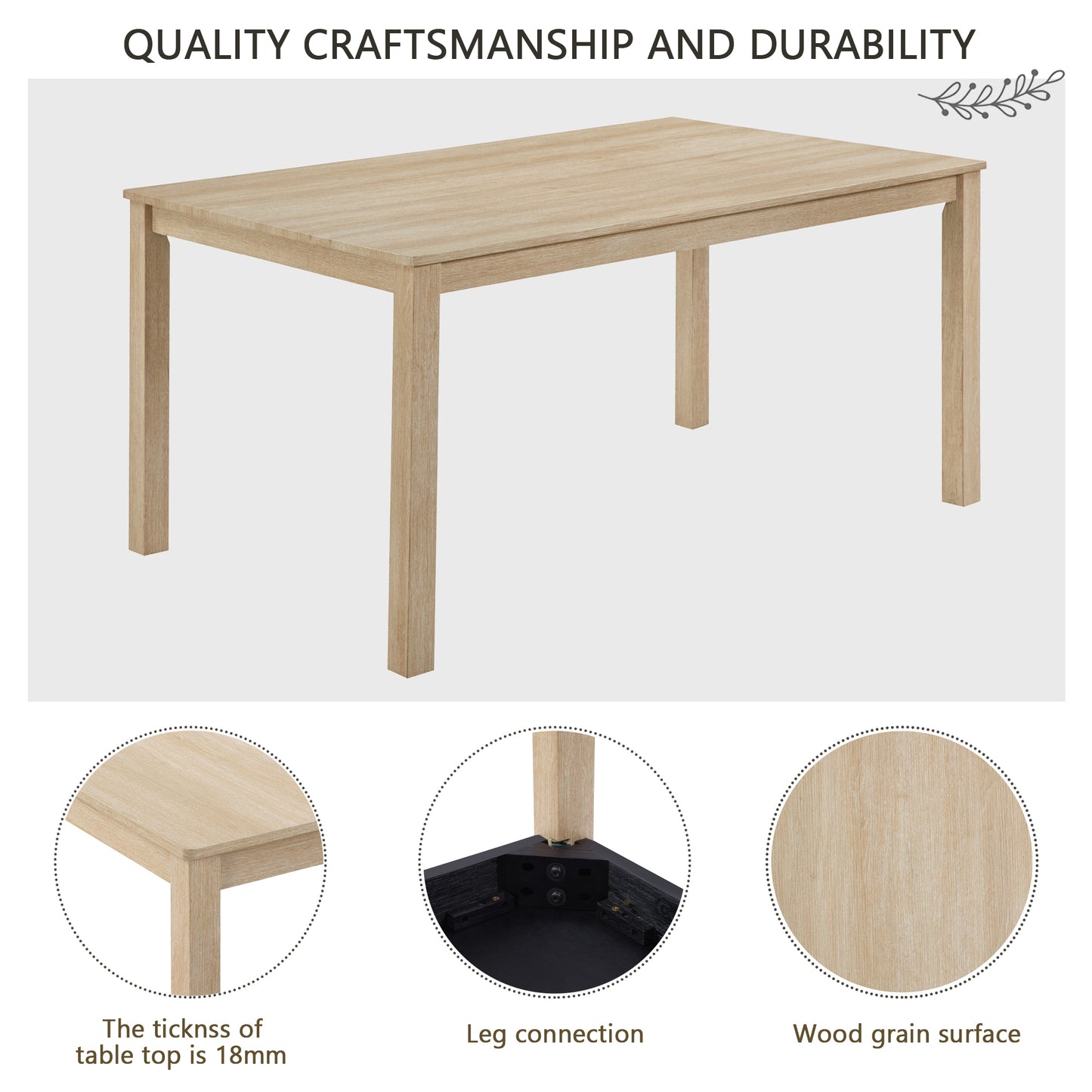 Light Oak Dining Table Set with Bench and 4 Chairs for Kitchen