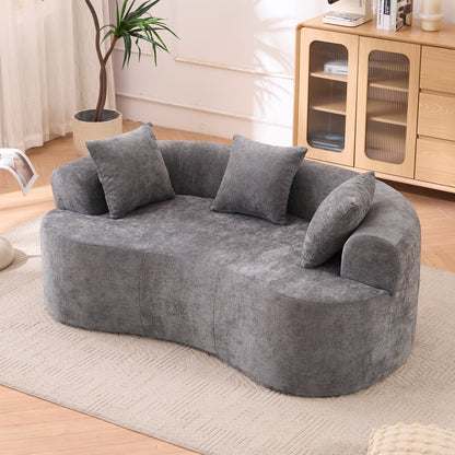 3 Seat Gray Foam Spring Sofa Bed - No Assembly Required for Living Room