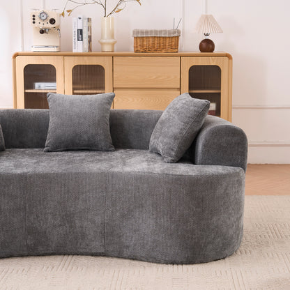 3 Seat Gray Foam Spring Sofa Bed - No Assembly Required for Living Room