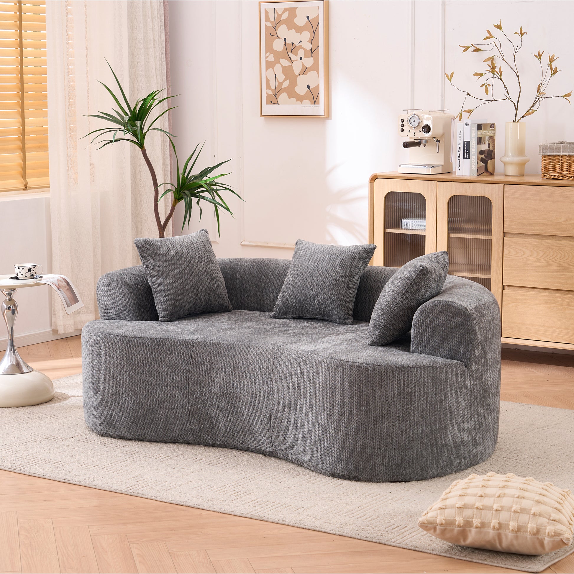 Gray Foam Sofa Bed - 3 Seat Convertible Sofa for Living Room