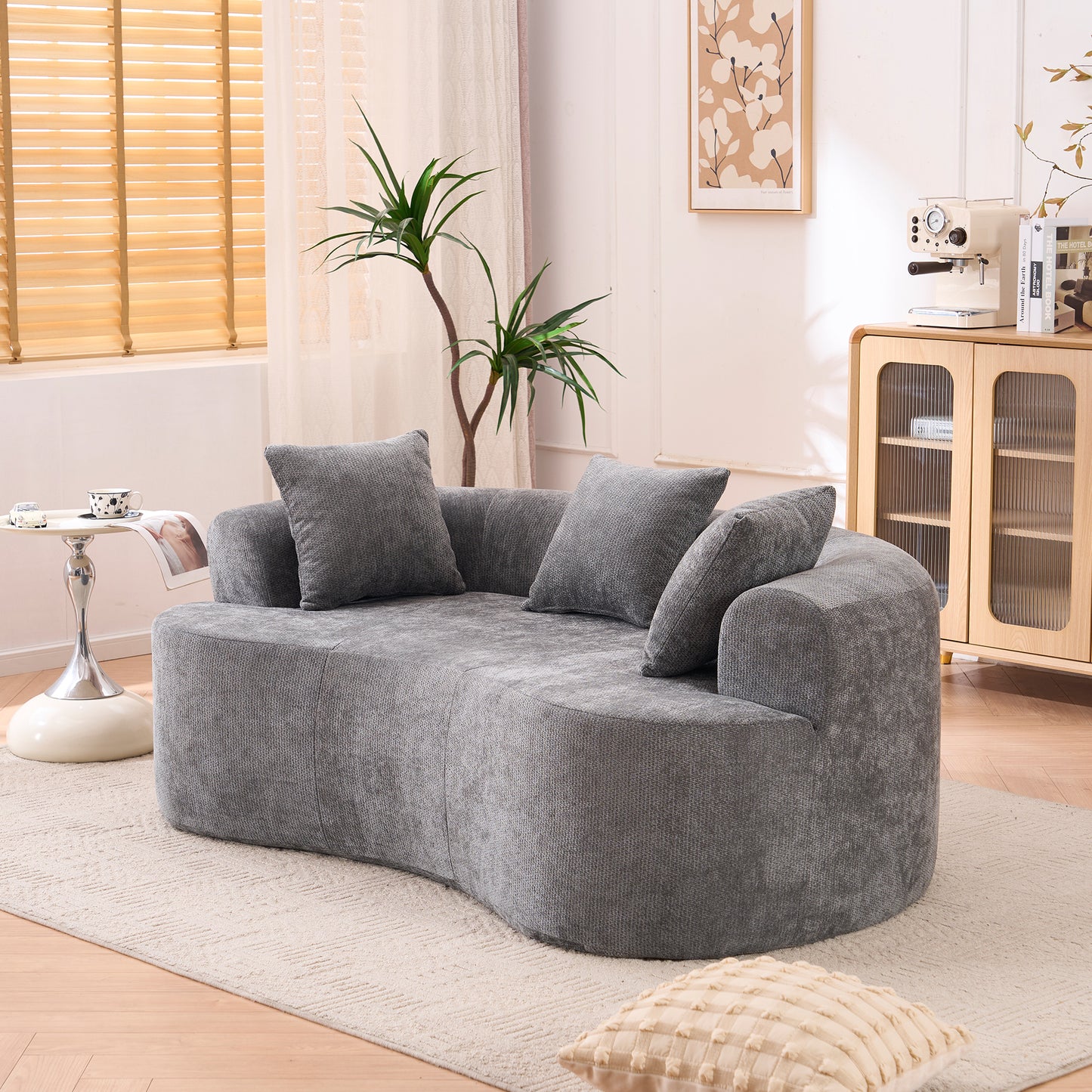 Gray Foam Sofa Bed - 3 Seat Convertible Sofa for Living Room