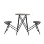 60.83x24x32.3" Black Stowable Side Table and Two Seats