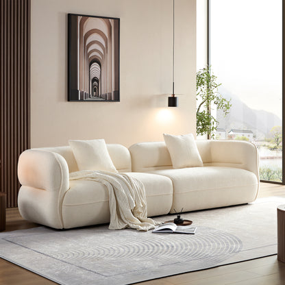 White Sectional Sofa - Durable Fabric, 4 Seats for Living Room
