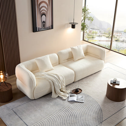 White Sectional Sofa - Durable Fabric, 4 Seats for Living Room