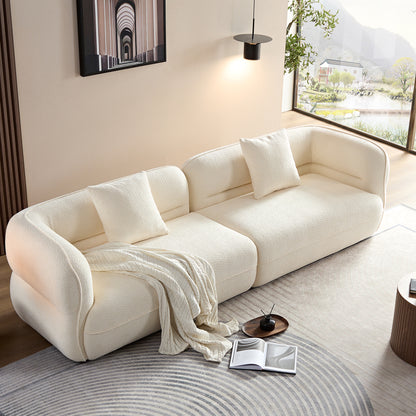 White Sectional Sofa - Durable Fabric, 4 Seats for Living Room