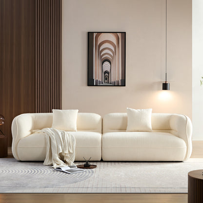 White Sectional Sofa - Durable Fabric, 4 Seats for Living Room