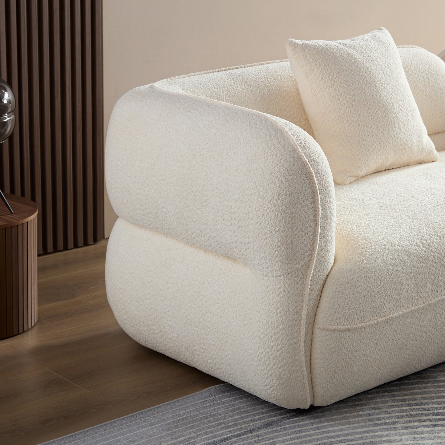 White Sectional Sofa - Durable Fabric, 4 Seats for Living Room