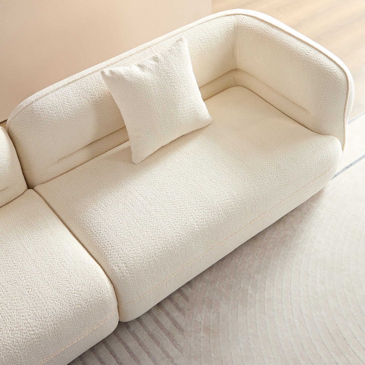 White Sectional Sofa - Durable Fabric, 4 Seats for Living Room