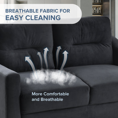 Black Velvet 2 Seat Sofa for Modern Living Room Comfort