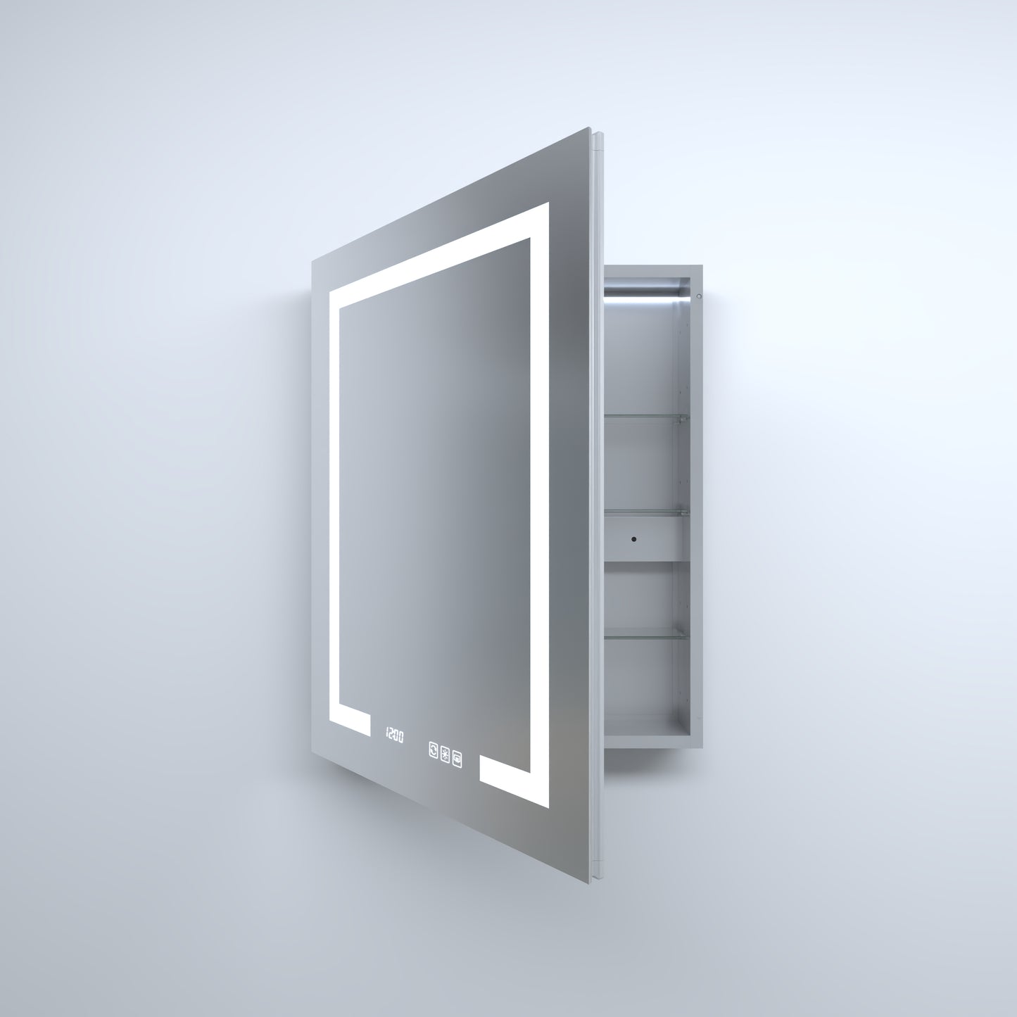 Silver Aluminum Medicine Cabinet with Mirror LED