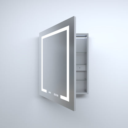 Silver Aluminum Medicine Cabinet with Mirror LED